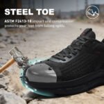 Men Steel Toe Safety Shoe Non Slip Lightweight Black Work Sneaker PEAKVIP PE25002M (1)