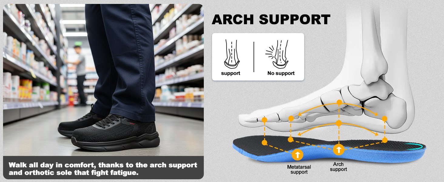 Men Steel Toe Safety Shoe Non Slip Lightweight Work Sneaker Details PEAKVIP PE25002M (3)