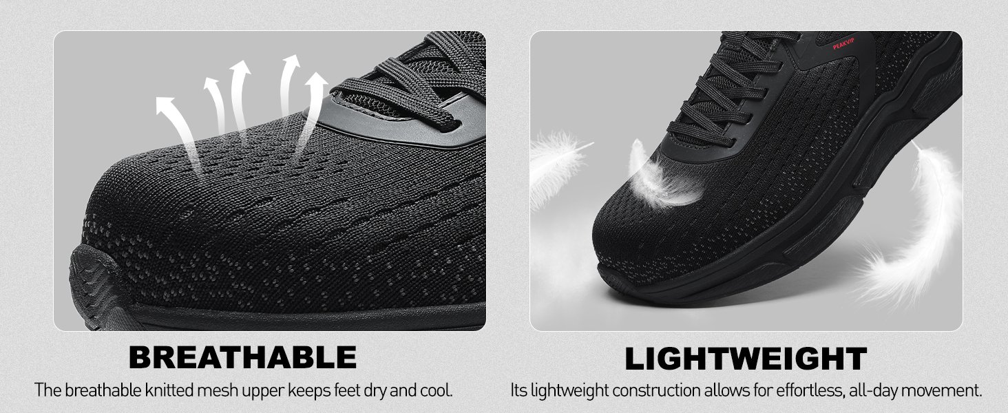 Men Steel Toe Safety Shoe Non Slip Lightweight Work Sneaker Details PEAKVIP PE25002M (5)