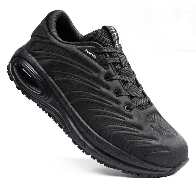 Men Waterproof Oil Resistant Chef Shoe Non Slip Shock Absorbing Work Sneaker Black PEAKVIP PE25003M (1)