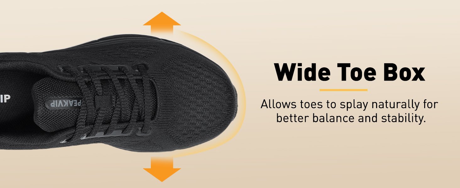 Men Wide Toe Cushion Comfort Sneaker Lightweight Arch Support Work Shoe PEAKVIP PE25005M Detail (1)