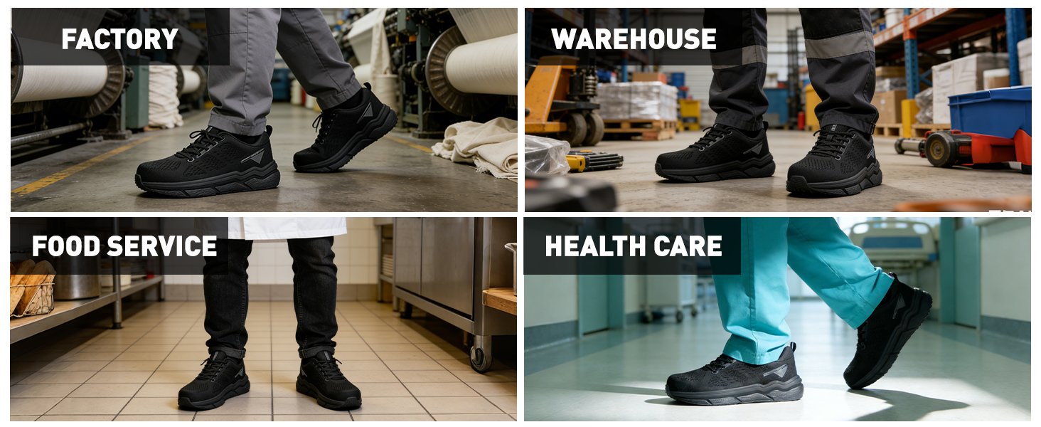 Men Wide Toe Cushion Comfort Sneaker Lightweight Arch Support Work Shoe PEAKVIP PE25005M Detail (3)