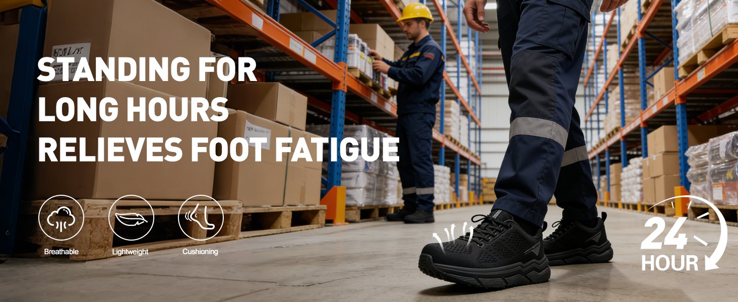 Men Wide Toe Cushion Comfort Sneaker Lightweight Arch Support Work Shoe PEAKVIP PE25005M Detail (5)