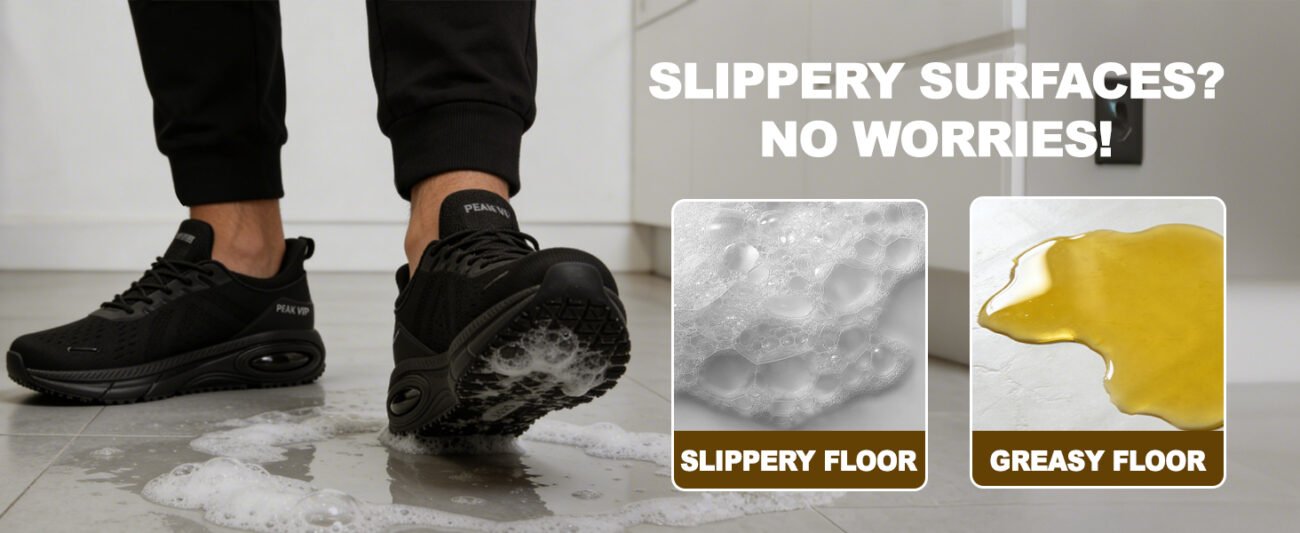 Waterproof Chef Work Shoe Nonslip Wide Toe Men Sneaker PEAKVIP-PE25001M