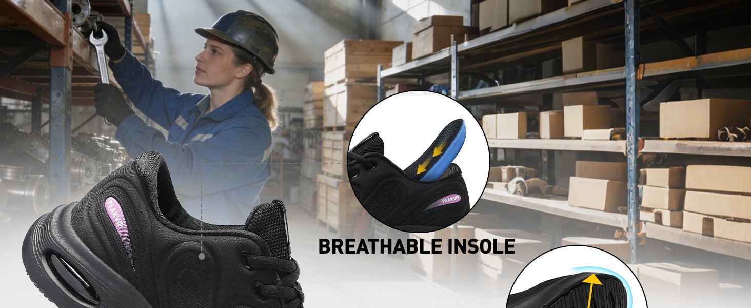 Steel Toe Women Safety Shoe Waterproof Nonslip Sneaker PEAKVIP-PE25001W