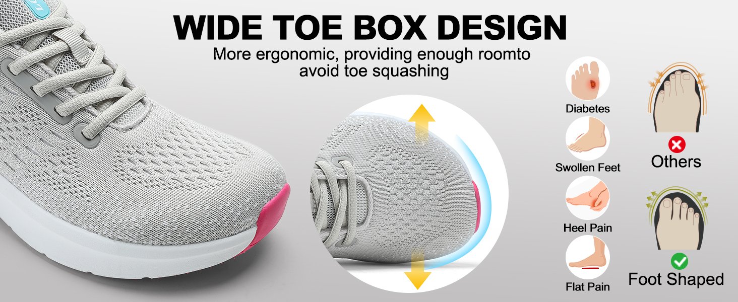 Women Wide Toe Box Casual Sport Shoe Arch Support Wear Resistant Outsole Sneaker LOCFIR LC25009W Detail (2)