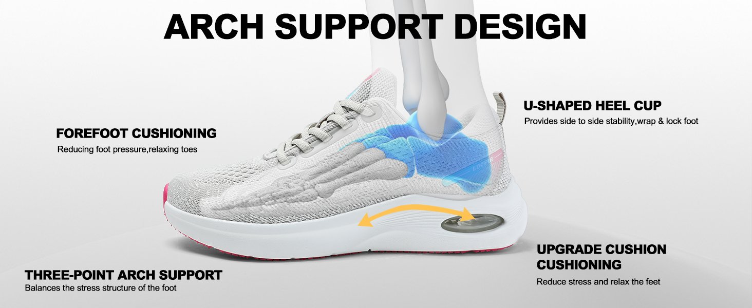 Women Wide Toe Box Casual Sport Shoe Arch Support Wear Resistant Outsole Sneaker LOCFIR LC25009W Detail (3)