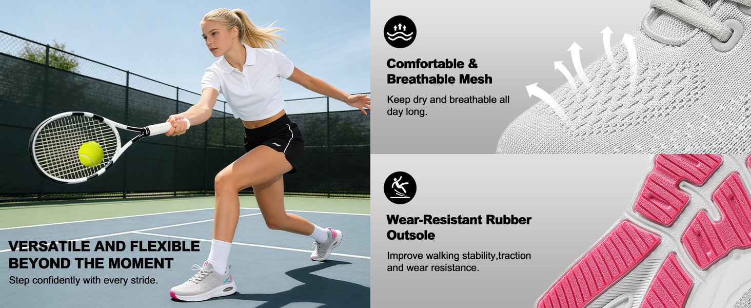 Women Wide Toe Box Casual Sport Shoe Arch Support Wear Resistant Outsole Sneaker LOCFIR LC25009W Detail (4)