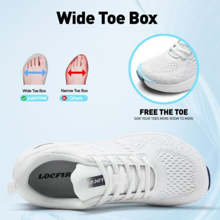 Women Wide Toe Box Casual Sport Shoe Arch Support Wear Resistant Outsole Sneaker LOCFIR LC25009W White (2)