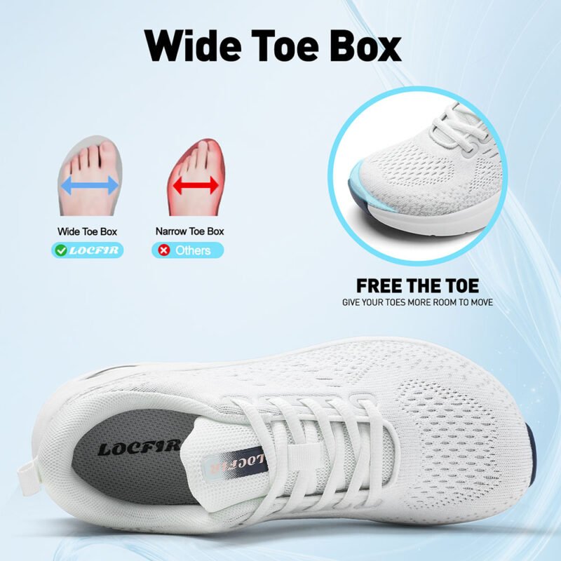 Women Wide Toe Box Casual Sport Shoe Arch Support Wear Resistant Outsole Sneaker LOCFIR LC25009W White (2)