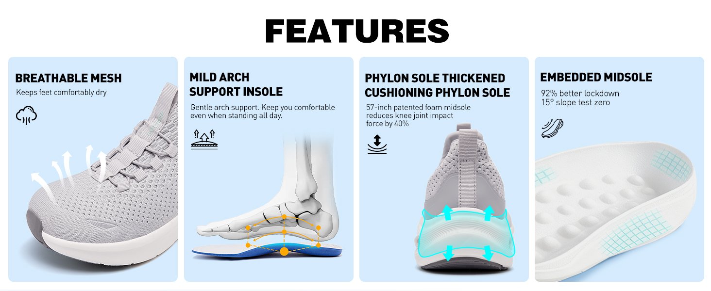 Women Wide Toe Casual Shoe Arch Support Breathable Slip On Sneaker LOCFIR LC26001W Detail (1)