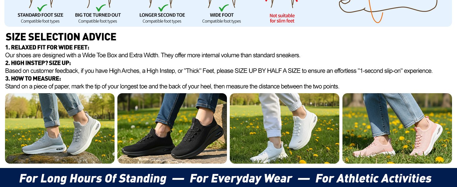 Women Wide Toe Casual Shoe Arch Support Breathable Slip On Sneaker LOCFIR LC26001W Detail (7)