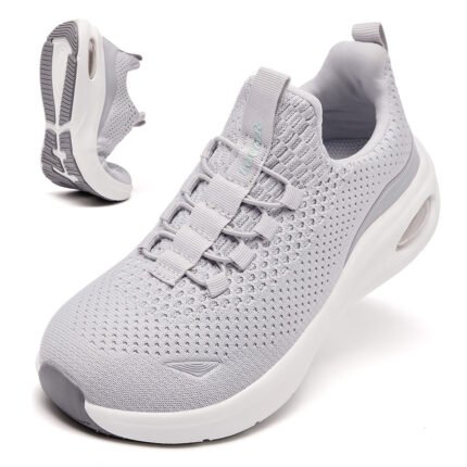 Women Wide Toe Casual Shoe Arch Support Breathable Slip On Sneaker LOCFIR LC26001W Gray (1)