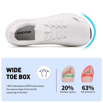 Women Wide Toe Casual Shoe Arch Support Breathable Slip On Sneaker LOCFIR LC26001W White (2)