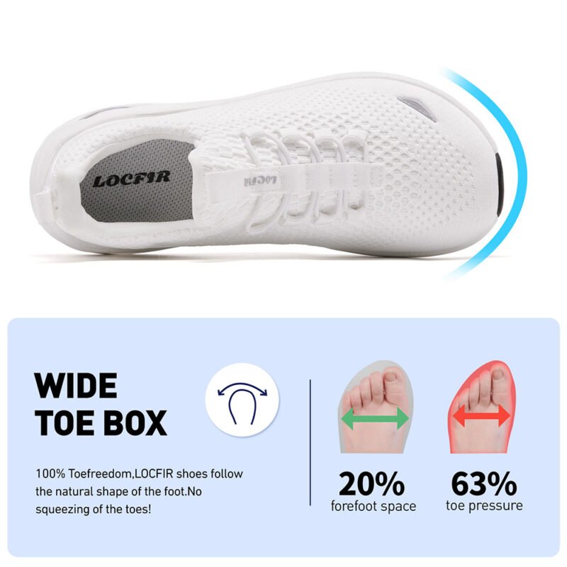 Women Wide Toe Casual Shoe Arch Support Breathable Slip On Sneaker LOCFIR LC26001W White (2)